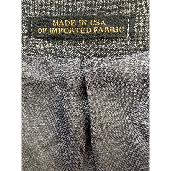 Napoli Wool Blazer Windowpane Plaid Suit Jacket 39R Gray Lined Notch Sports Coat - Picture 8 of 16